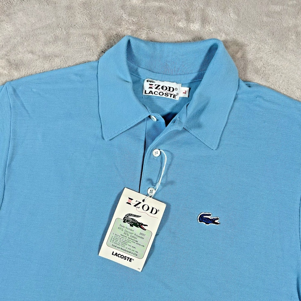 Vintage NWT 70's Lacoste Izod Polo Shirt Mens L Blue Rugby Preppy Made In USA